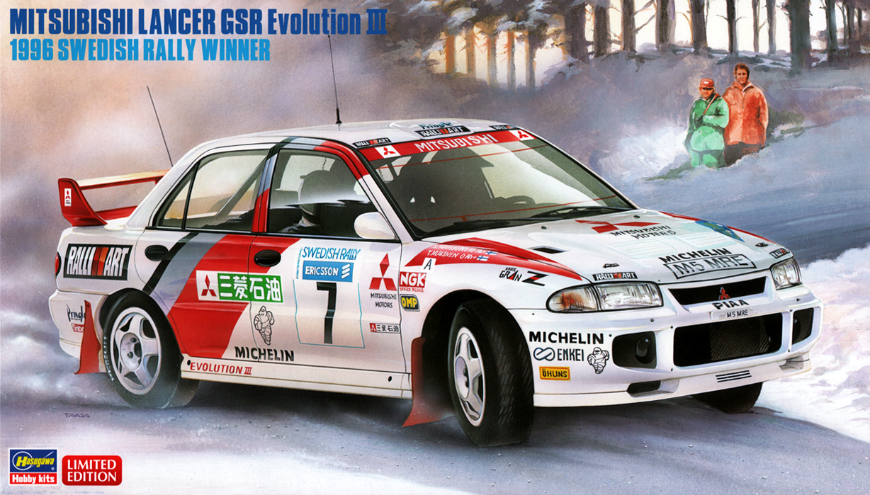 Hasegawa 1/24 Mitsubishi Lancer GSR Evolution III 1996 Swedish Rally winner | 4967834204072