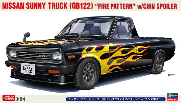 Hasegawa 1/24 NISSAN SUNNY TRUCK (GB122) "FIRE PATTERN" w/CHIN SPOILER | 4967834207516