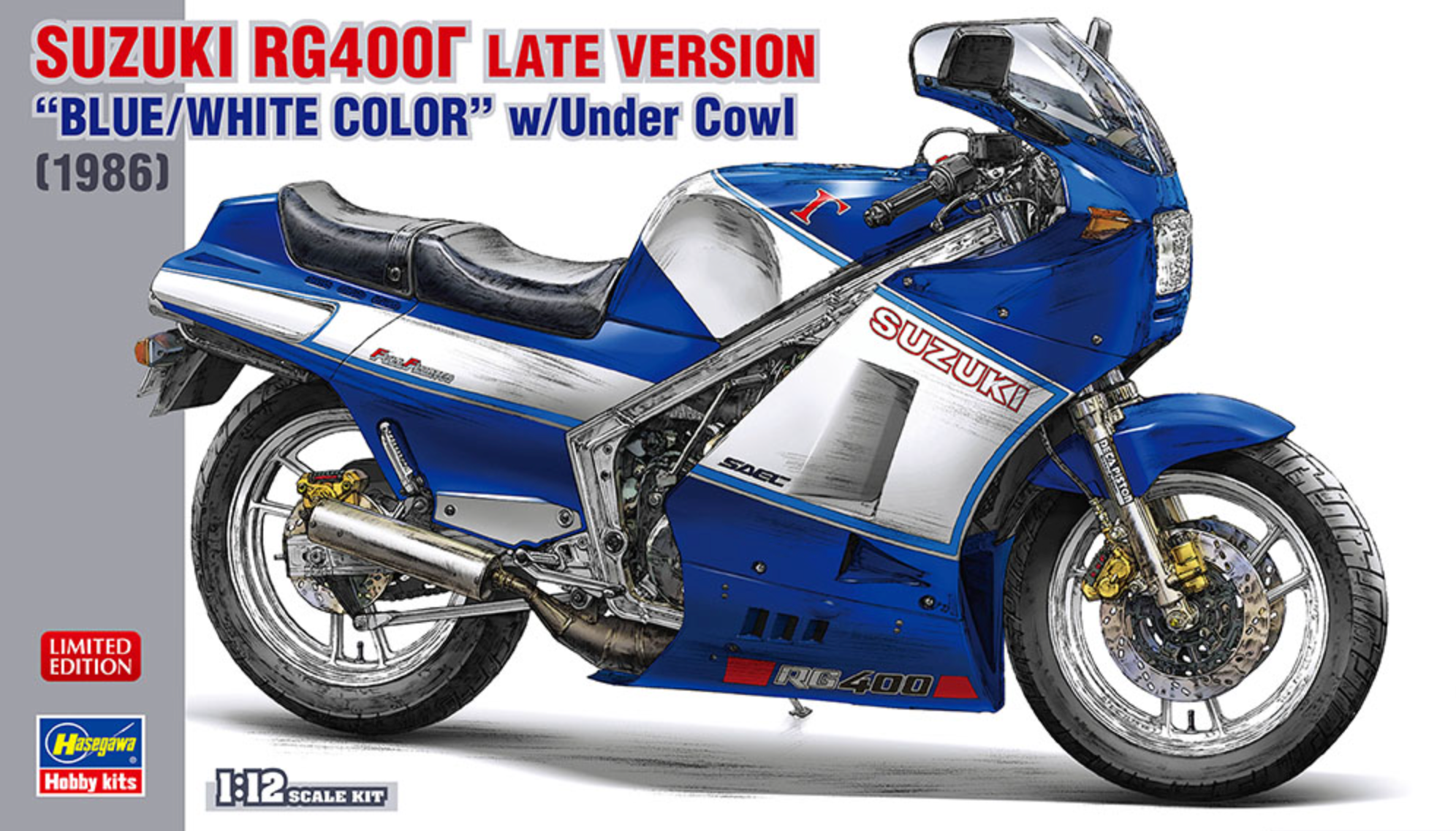 Hasegawa 1/12 Suzuki RG400 Late Version 'Blue/White Color' W/Under Cowl | 4967834217393