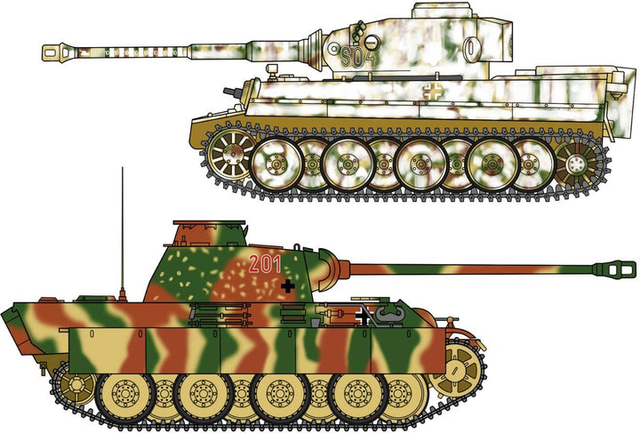 Hasegawa 1/72 TIGER I & PANTHER G "GERMAN ARMY MAIN BATTLE TANK COMBO"  (Two kits in the box) | 4967834300675