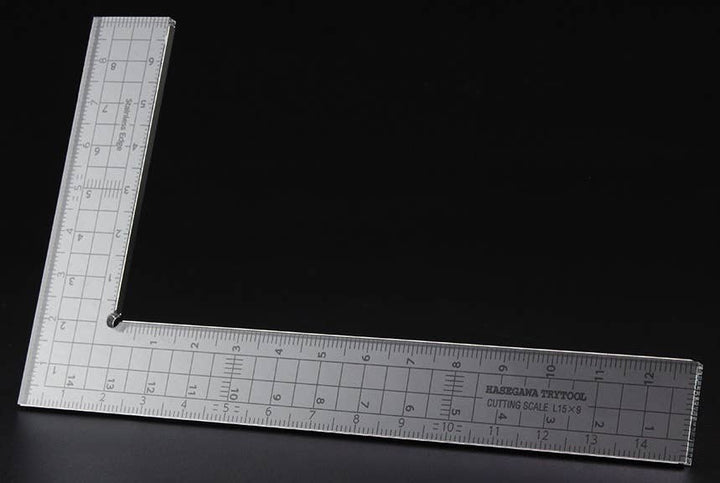 Hasegawa CUTTING SCALE (L Type / Stainless Edge) (size: 15cm x 9 cm) (TT115) | 4967834716155