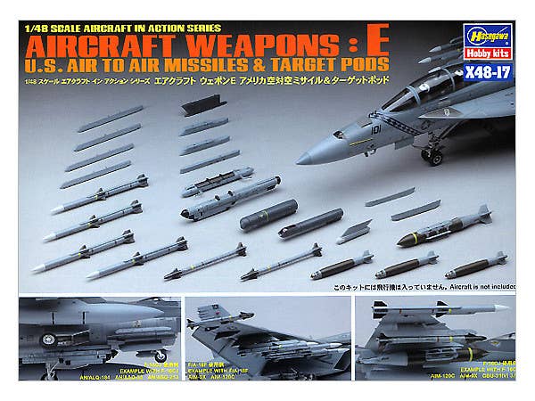 Hasegawa [X48-17] 1:48 AIRCRAFT WEAPONS E : U.S. AIR-TO-AIR MISSILES & TARGET PODS | 4967834361171
