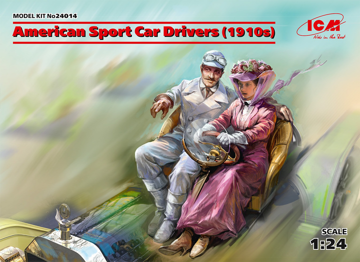 ICM 1/24 American Sport Car Drivers  (1910s) (1 male, 1 female figures)  (100% new molds) | 4823044405626