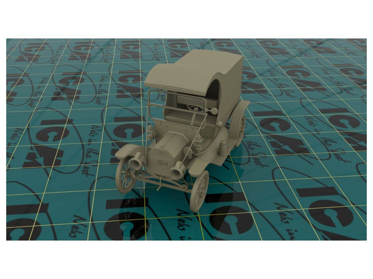 ICM 1/24 Gasoline Delivery, Model T 1912 Delivery Car with American Gasoline Loaders | 4823044406043