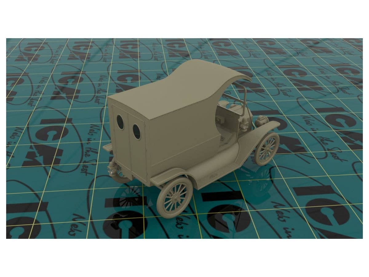 ICM 1/24 Gasoline Delivery, Model T 1912 Delivery Car with American Gasoline Loaders | 4823044406043