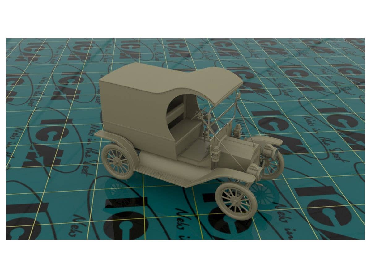 ICM 1/24 Gasoline Delivery, Model T 1912 Delivery Car with American Gasoline Loaders | 4823044406043