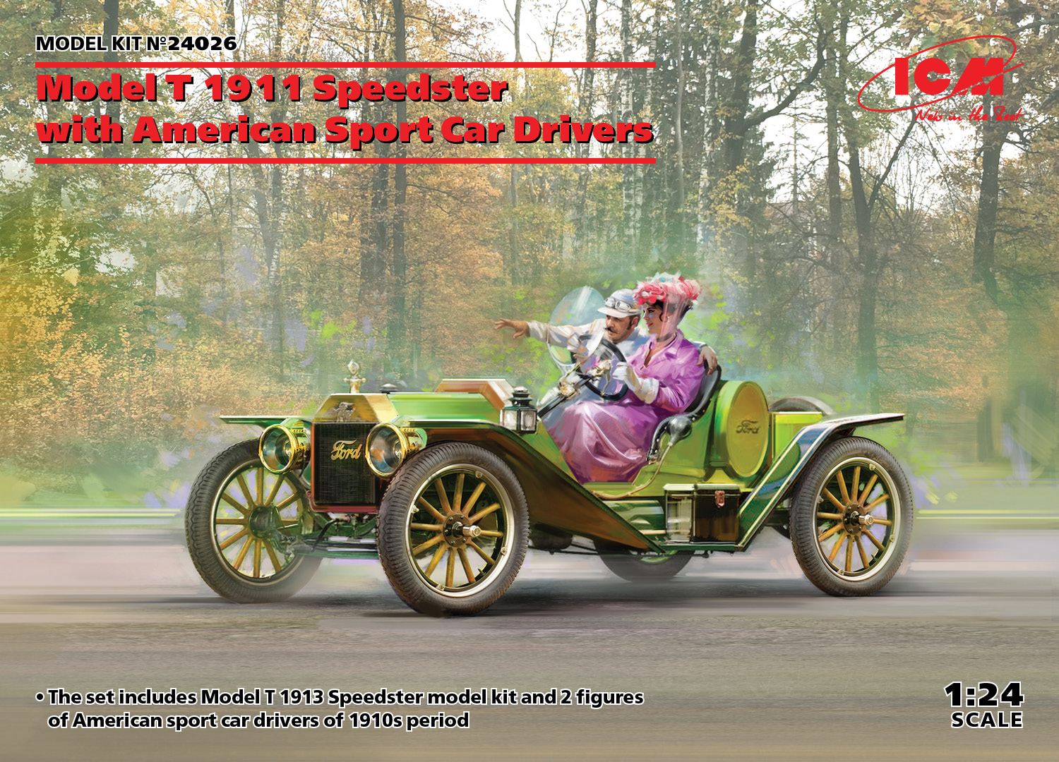 ICM 1/24 Model T 1913 Speedster with American Sport Car Drivers | 4823044406593