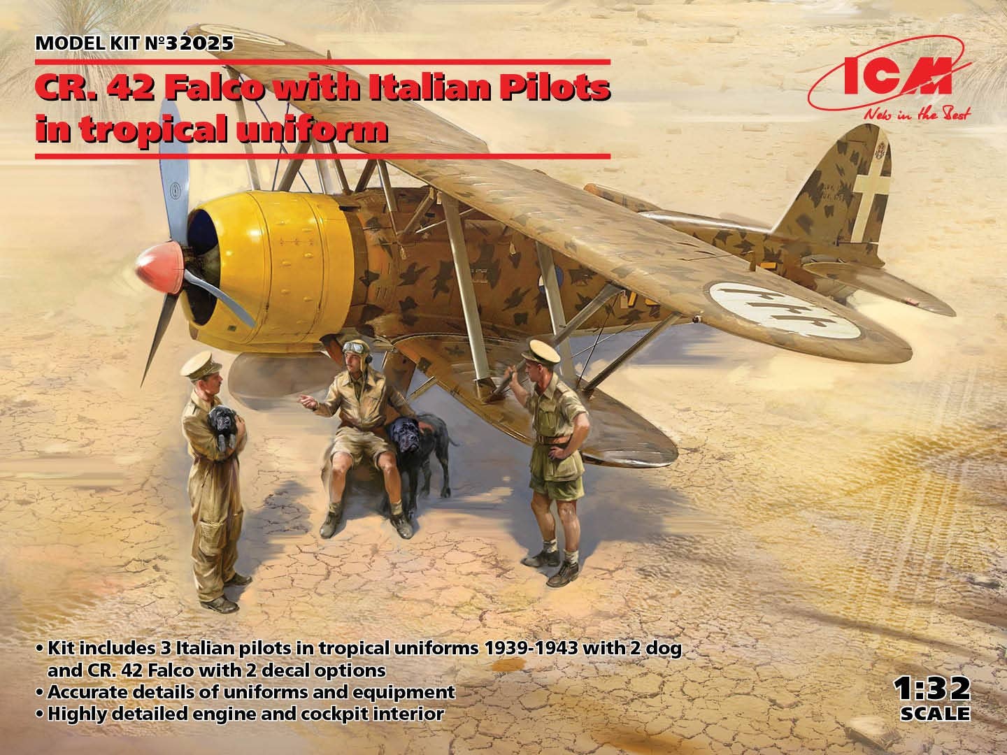 ICM 1/32 CR. 42 Falco with Italian Pilots in tropical uniform | 4823044407828