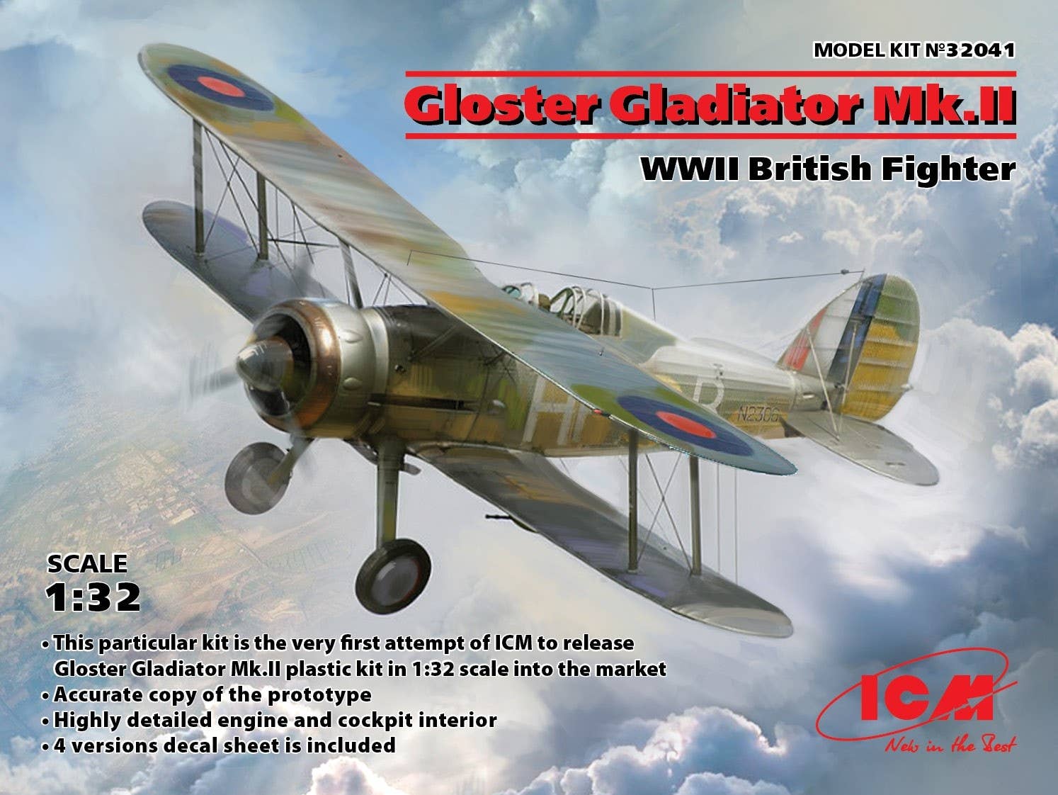 ICM 1/32 Gloster Gladiator Mk.II, WWII British Fighter | 4823044406364