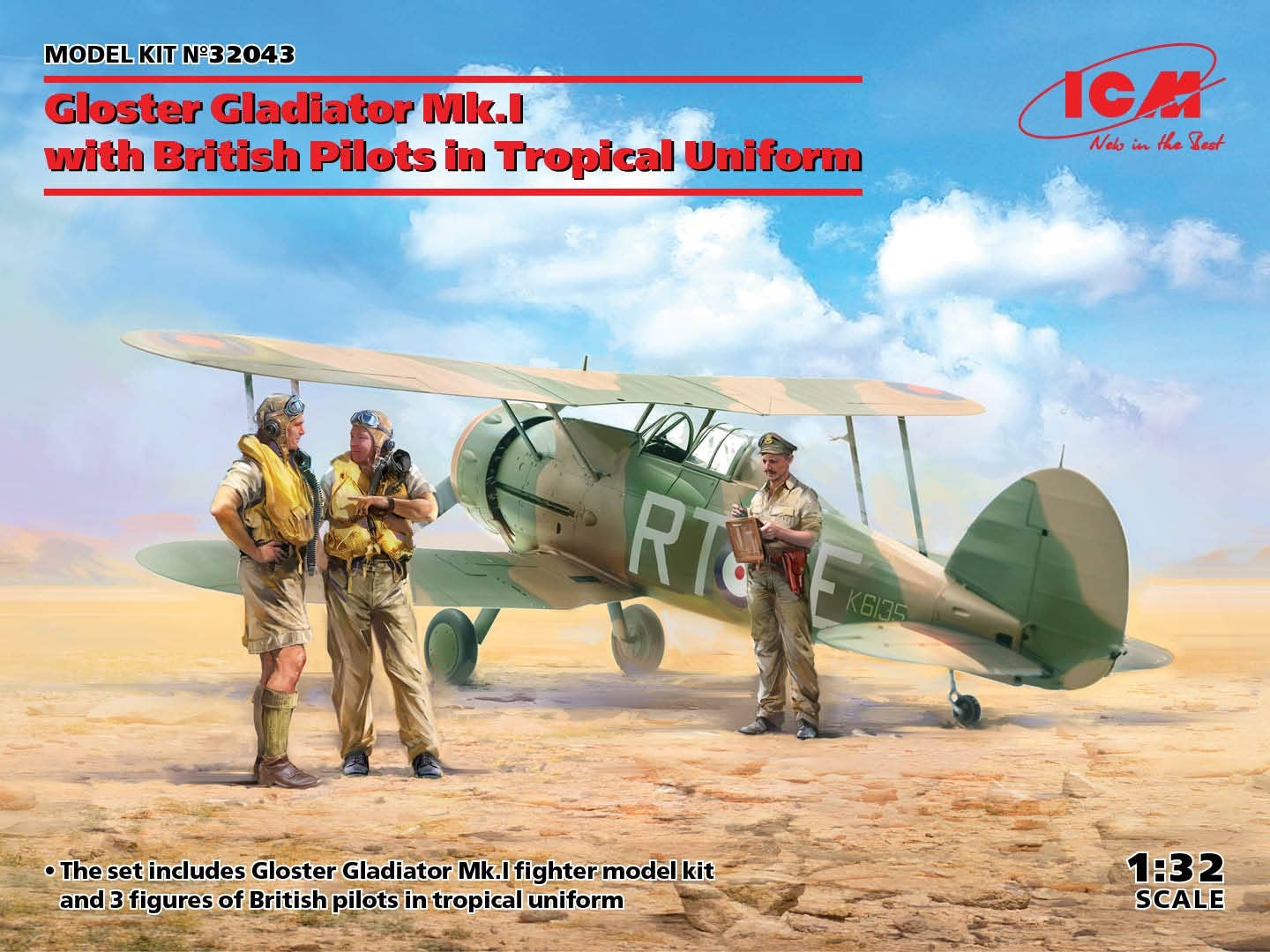ICM 1/32 Gloster Gladiator Mk.I with British Pilots in Tropical Uniform | 4823044406388