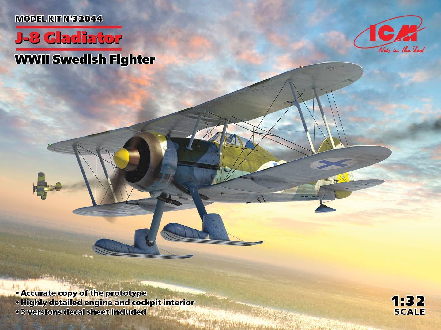 ICM 1/32 J-8 Gladiator, WWII Swedish Fighter | 4823044407835