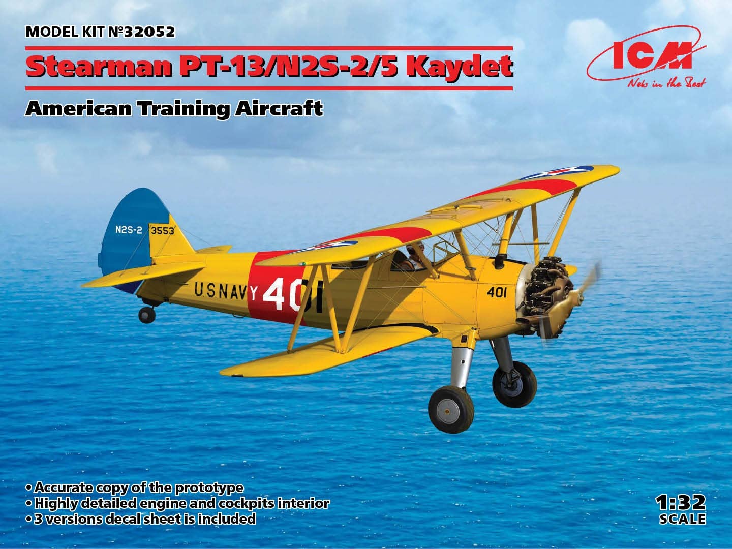 ICM 1/32 Stearman PT-13/N2S-2/5 Kaydet, American Training Aircraft | 4823044406449