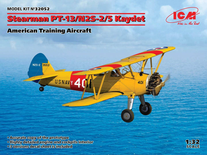 ICM 1/32 Stearman PT-13/N2S-2/5 Kaydet, American Training Aircraft | 4823044406449