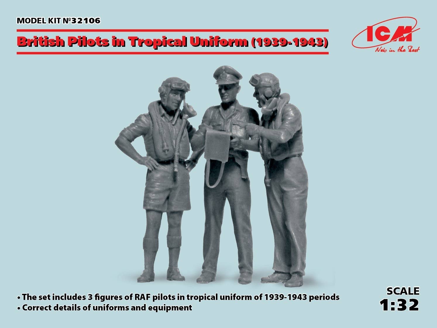 ICM 1/32 British Pilots in Tropical Uniform (1939-1943) (3 figures) (100% new molds) | 4823044406074