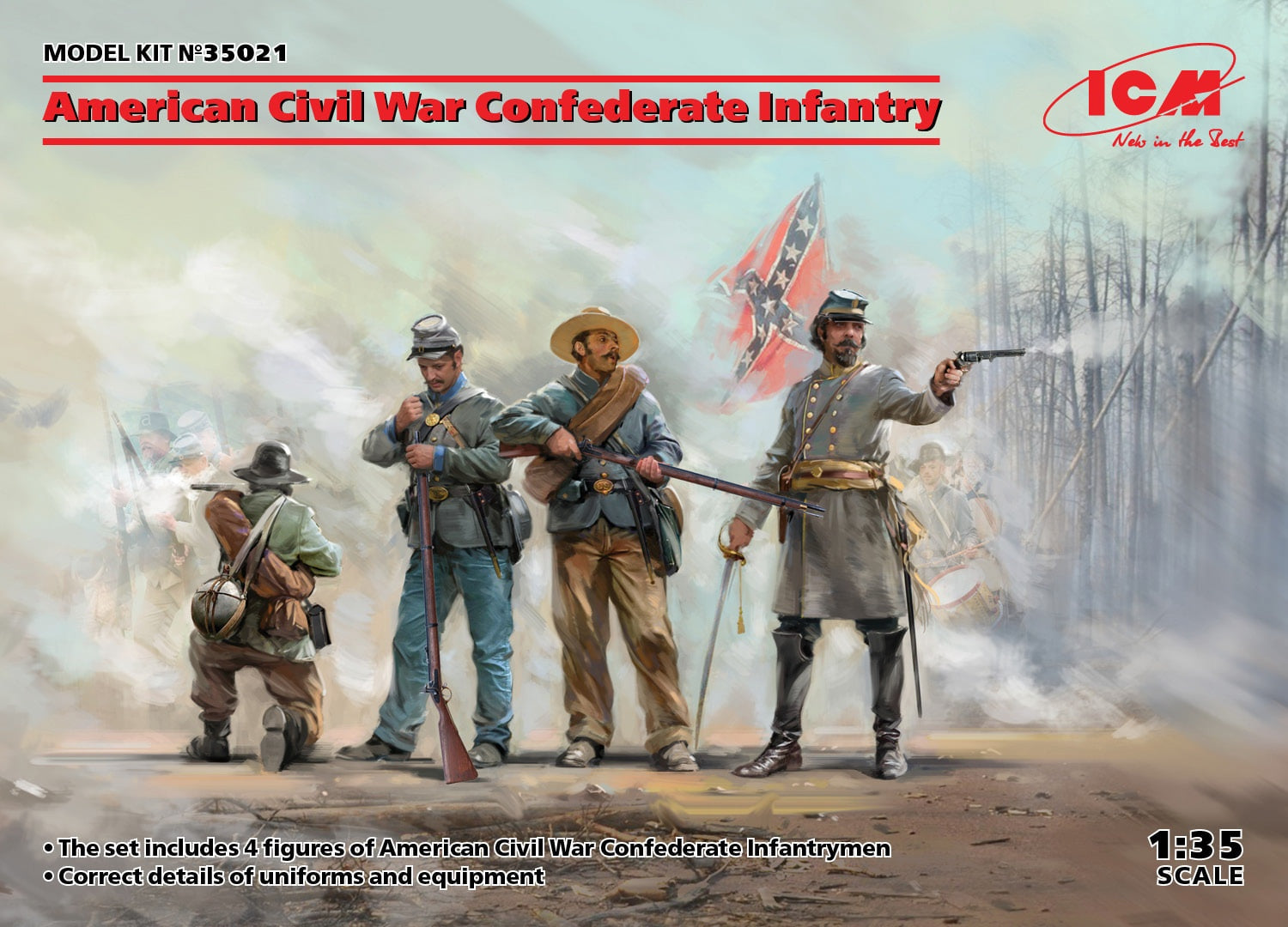 ICM 1/35 American Civil War Confederate Infantry (new molds) 1/35 Scale - UPC 5907747900363