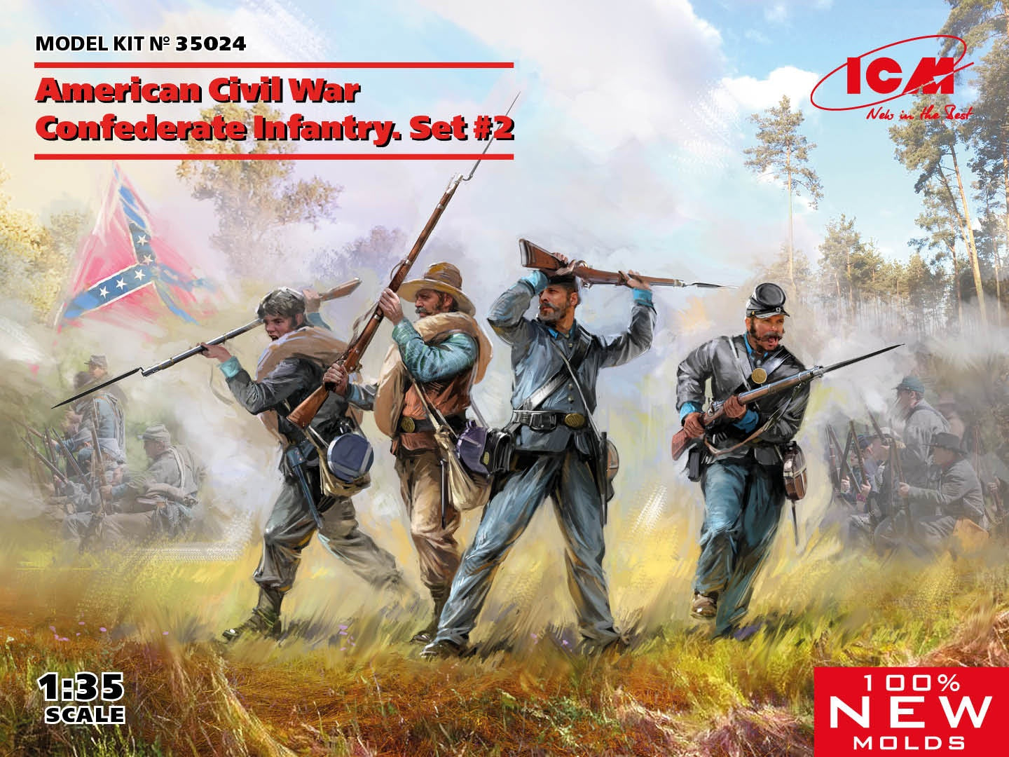 ICM 1/35 American Civil War Confederate Infantry. Set #2 (100% new molds) - UPC 5907747900394