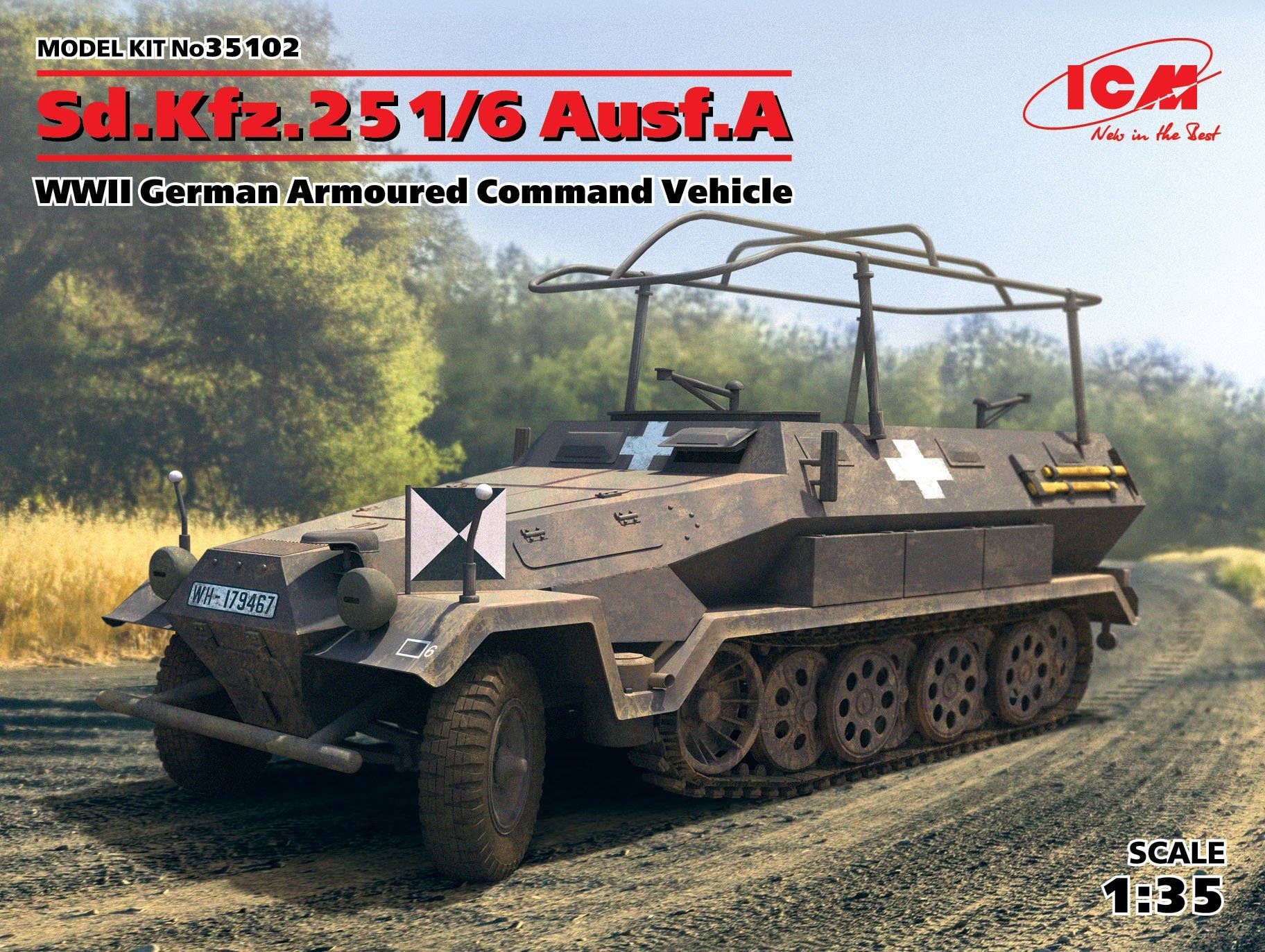 ICM 1/35 Sd.Kfz.251/6 Ausf.A, WWII German Armoured Command Vehicle | 4823044405039