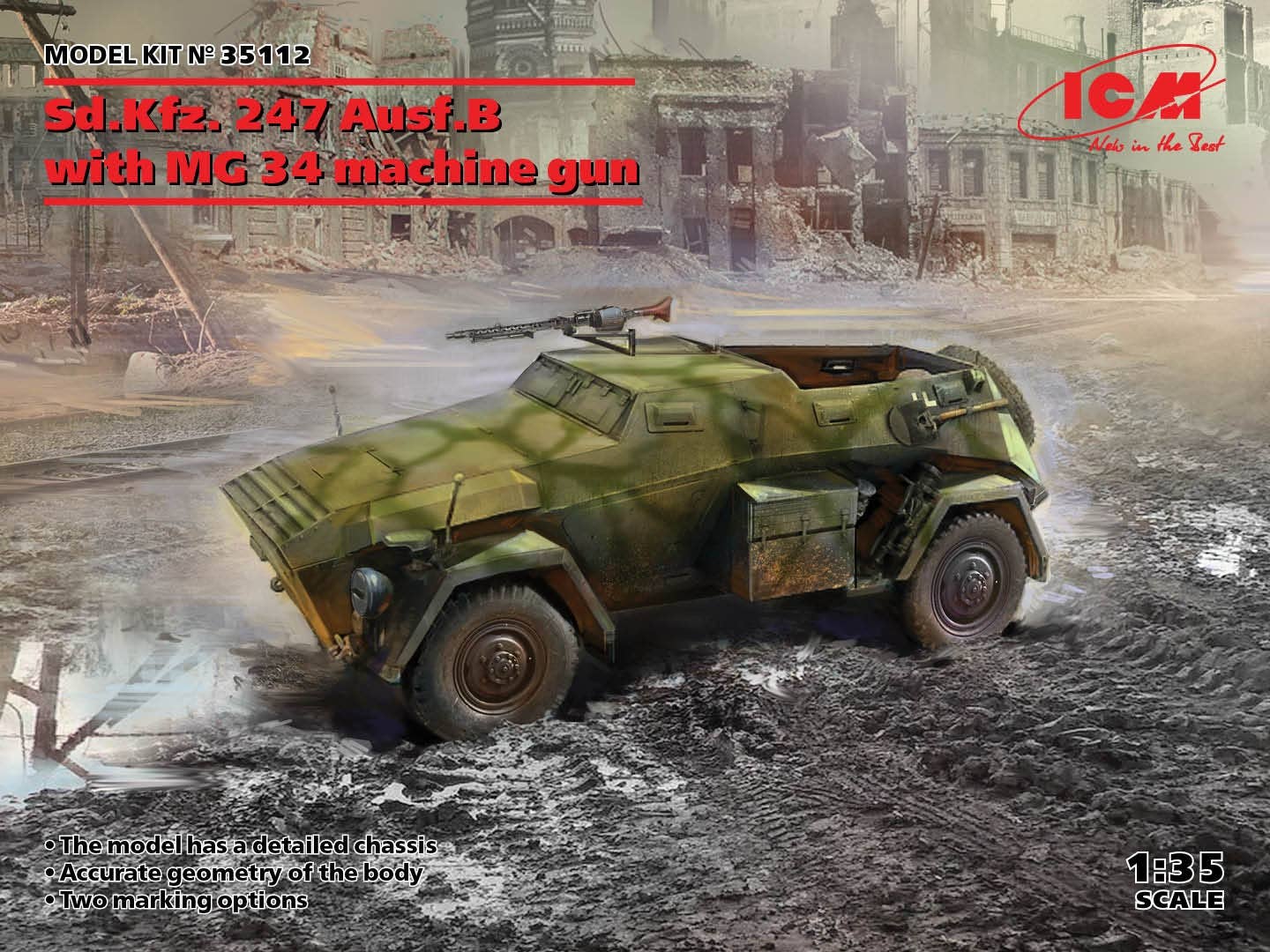 ICM 1/35 Sd.Kfz. 247 Ausf.B With MG 34 Machine Gun | 4823044408498
