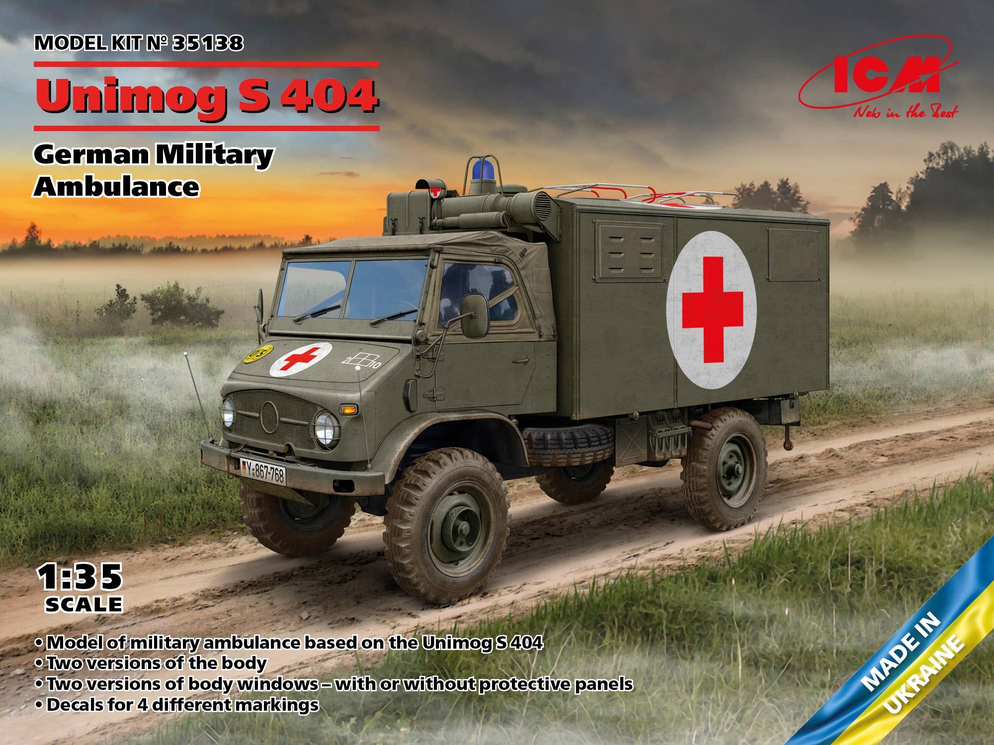 ICM 1/35 Unimog S 404, German Military Ambulance, Vehicle | 4823044409600