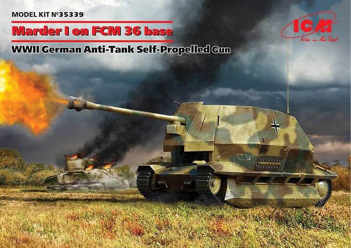 ICM 1/35 Marder I on FCM 36 Base WWII German Anti-tank Self-propelled Gun | 4823044407934
