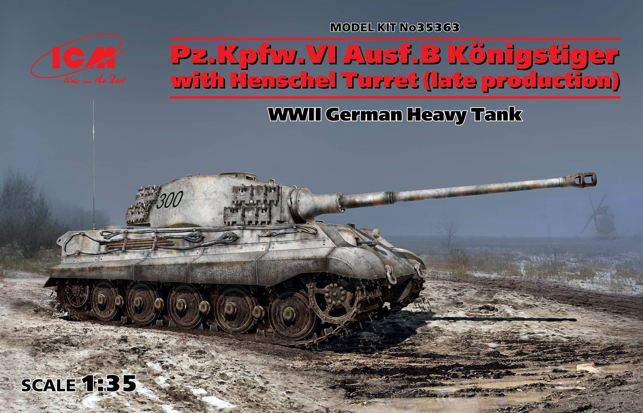 ICM 1/35 Pz.Kpfw.VI Ausf.B King Tiger with Henschel Turret (late production), WWII German Heavy Tank | 4823044404209