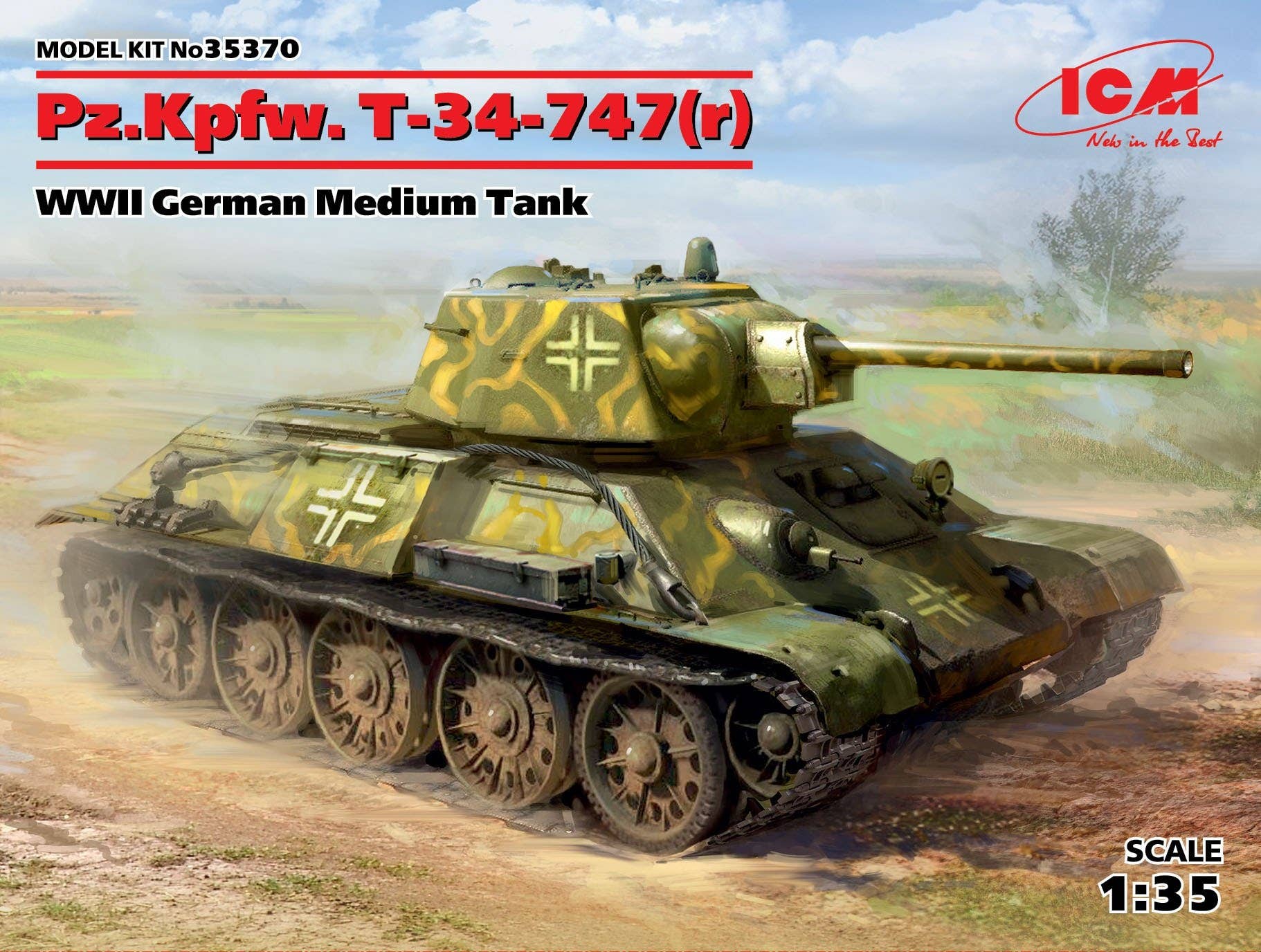 ICM 1/35 Pz.Kpfw. T-34-747(r), WWII German Medium Tank | 4823044405909