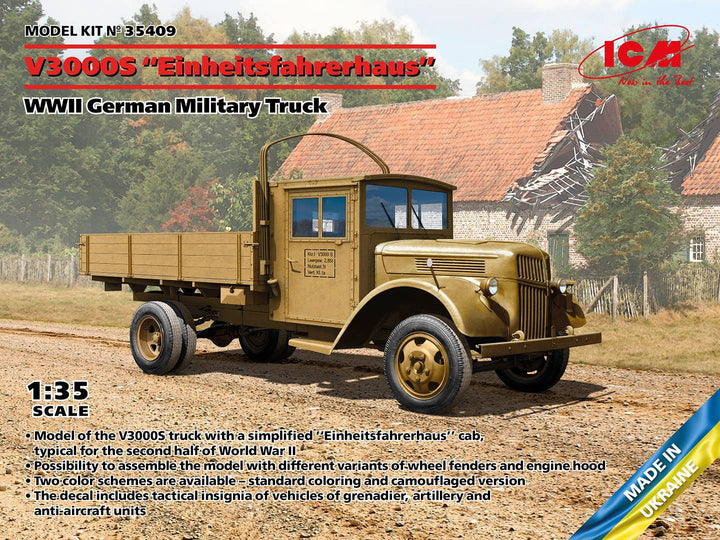 ICM 1/35 V3000S 'Einheitsfahrerhaus', WWII German Military Truck, Vehicle | 4823044409747