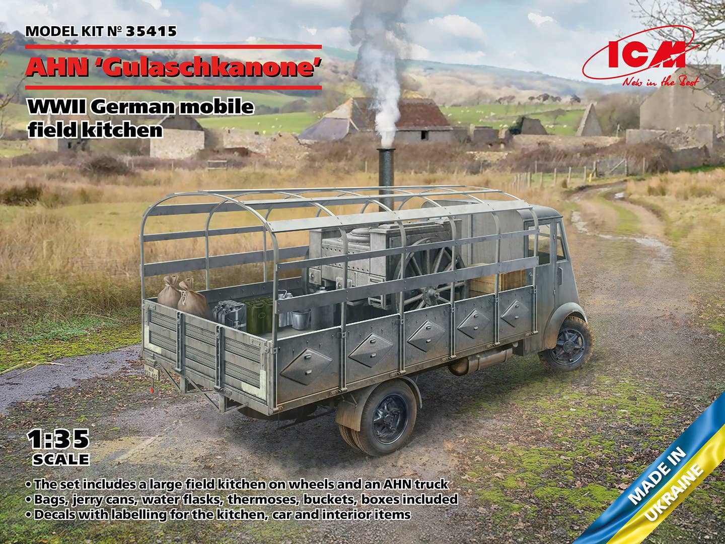ICM 1/35 AHN 'Gulaschkanone', WWII German mobile field kitchen, Vehicle | 4823044409723