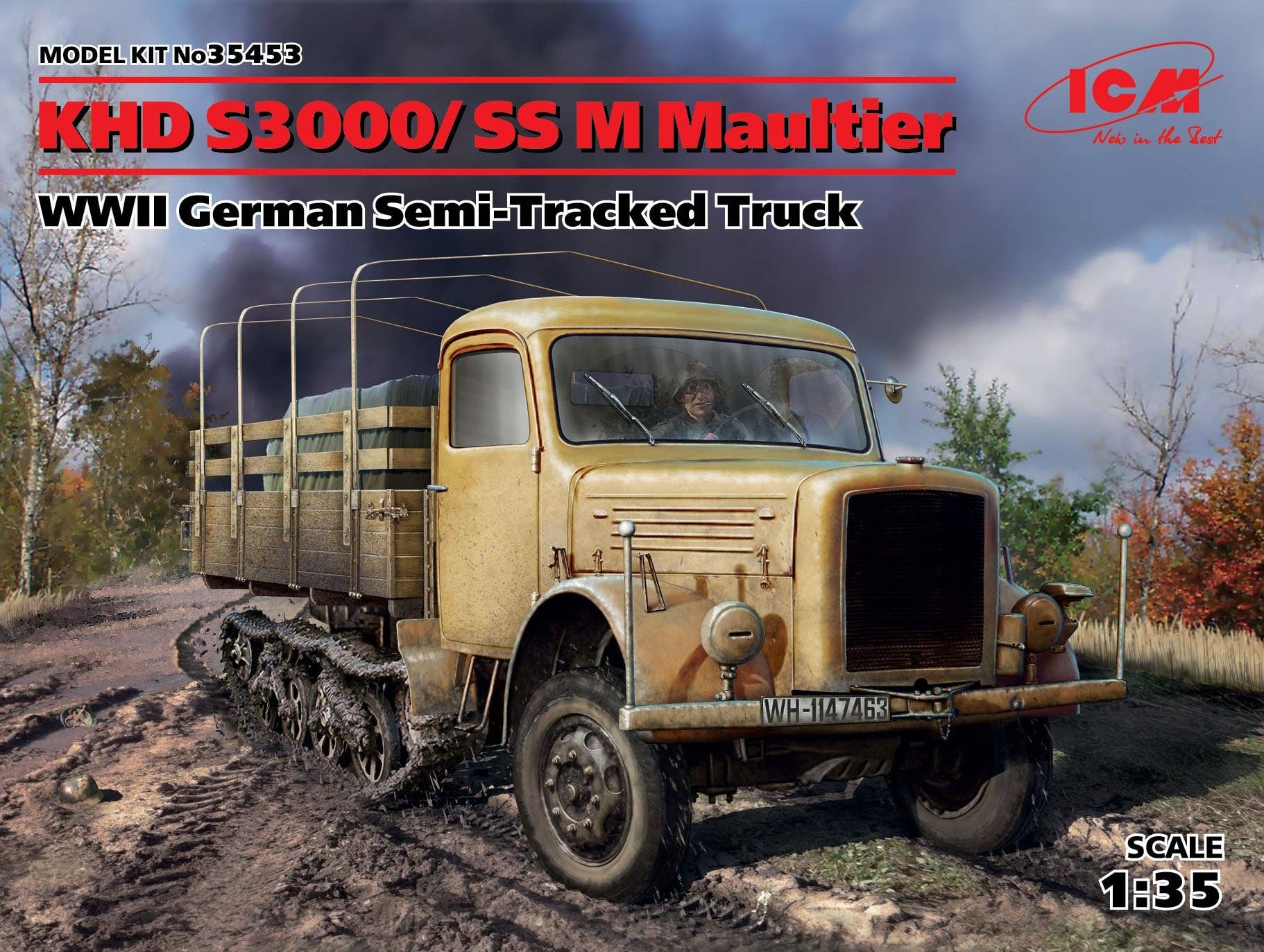 ICM 1/35 KHD S3000/SS M Maultier, WWII German Semi-Tracked Truck | 4823044404445
