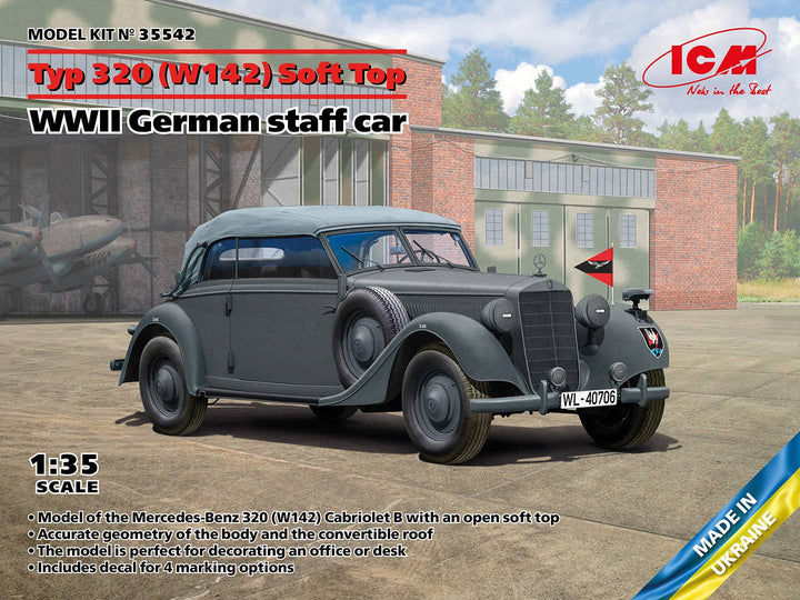 ICM 1/35 Typ 320 (W142) Cabriolet Soft Top, WWII German staff car | 4823044409709