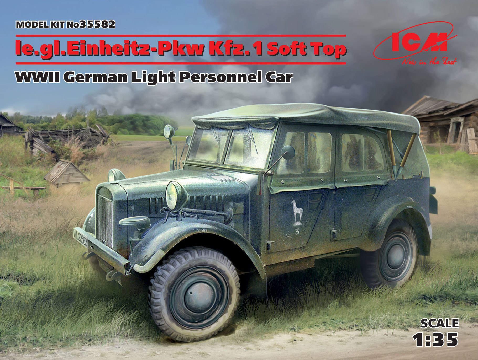 ICM 1/35 le.gl.Einheitz-Pkw Kfz.1 Soft Top, WWII German Light Personnel Car | 4823044405985