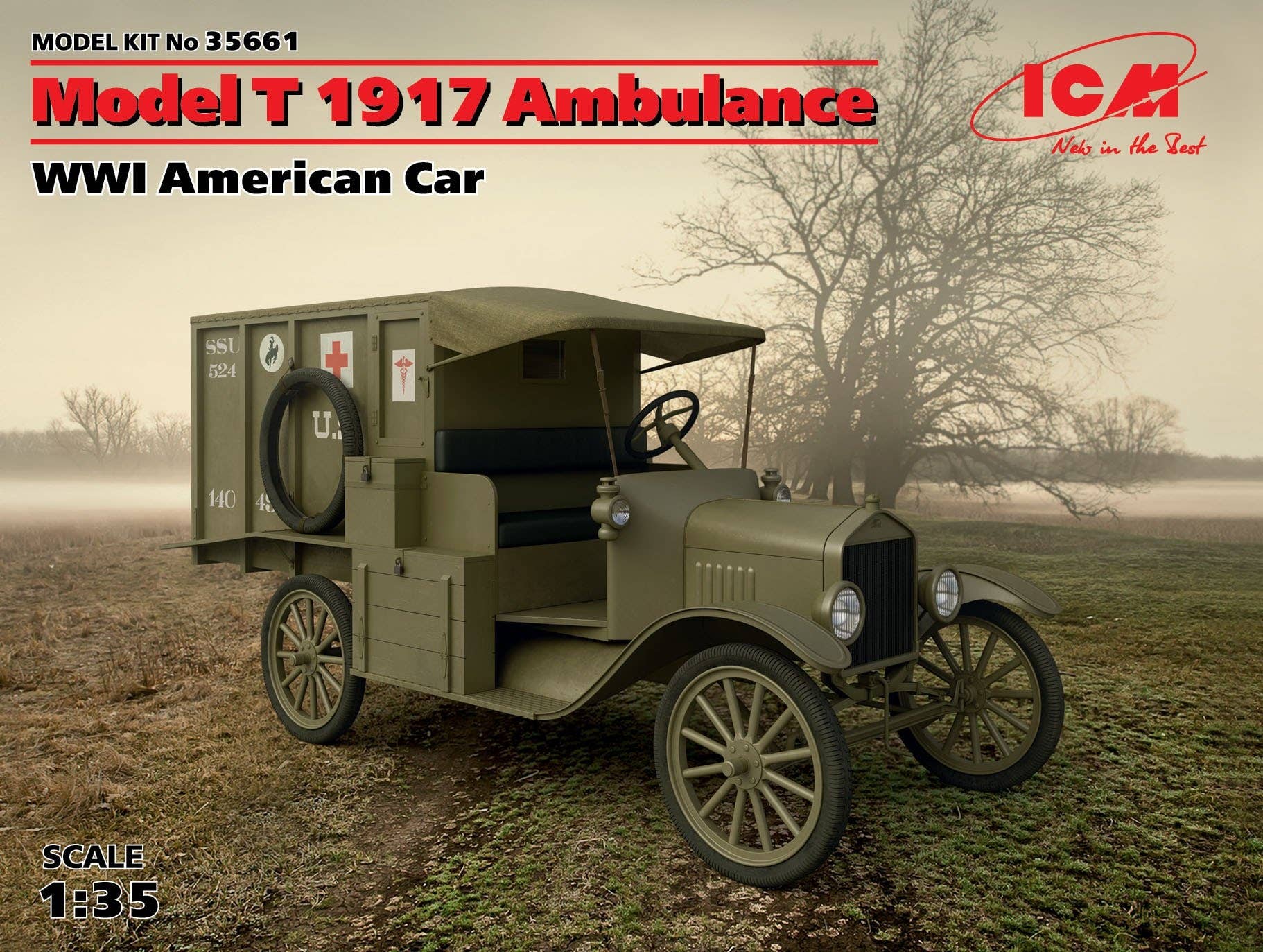 ICM 1/35 Model T 1917 Ambulance, WWI American Car | 4823044404056