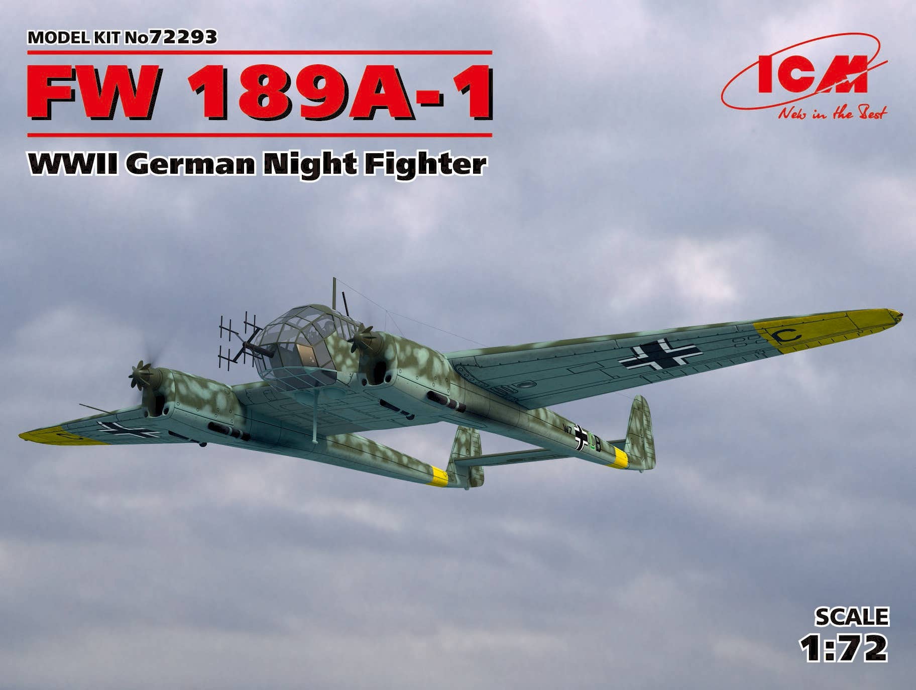 ICM 1/72  FW 189A-1, WWII German Night Fighter | 4823044404339