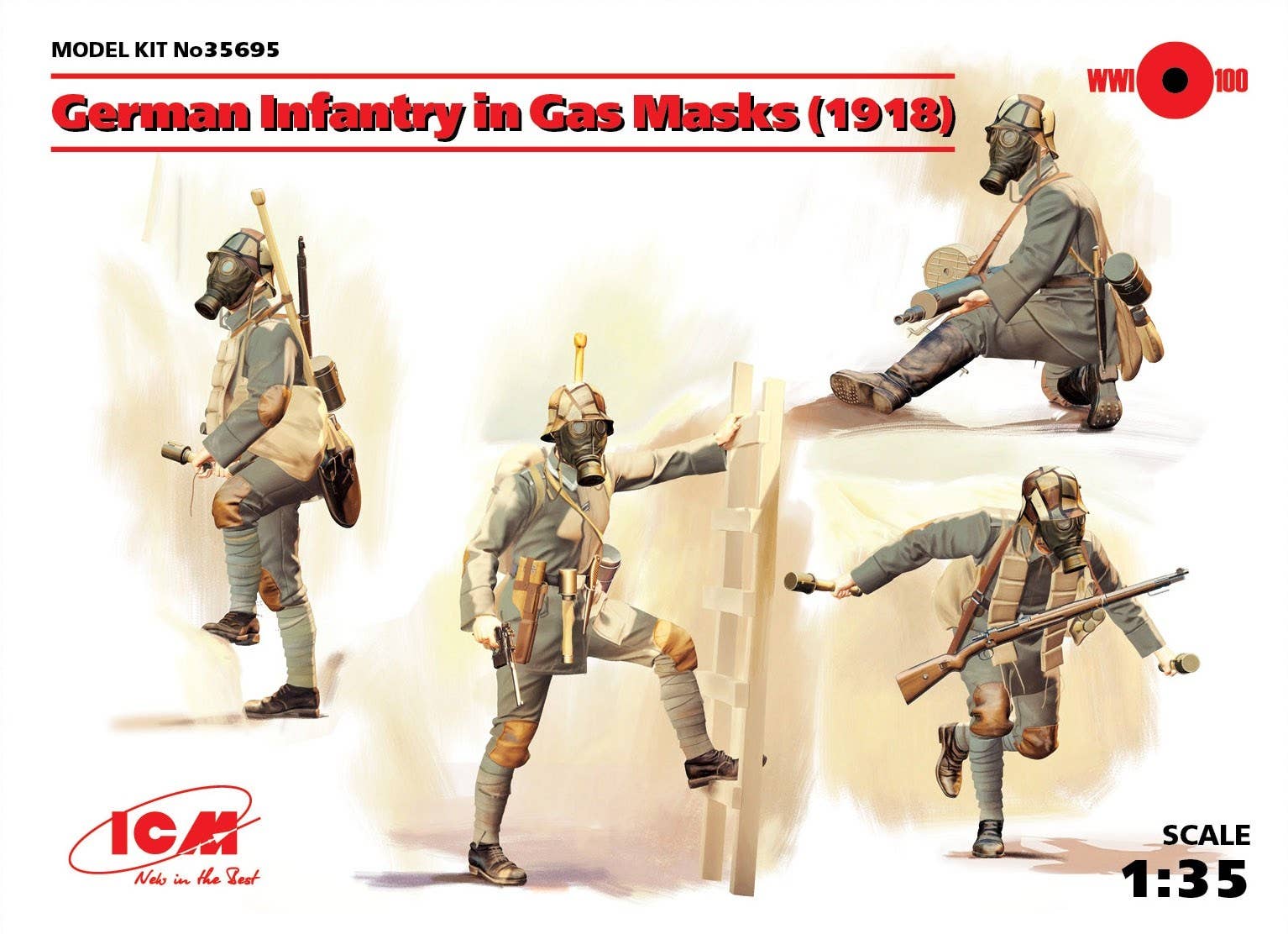ICM 1/35 German Infantry in Gas Masks (1918) (4 figures) | 4823044404674