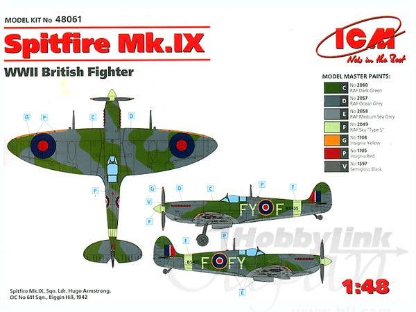 ICM 1/48 Spitfire Mk.IX, WWII British Fighter | 4823044400508