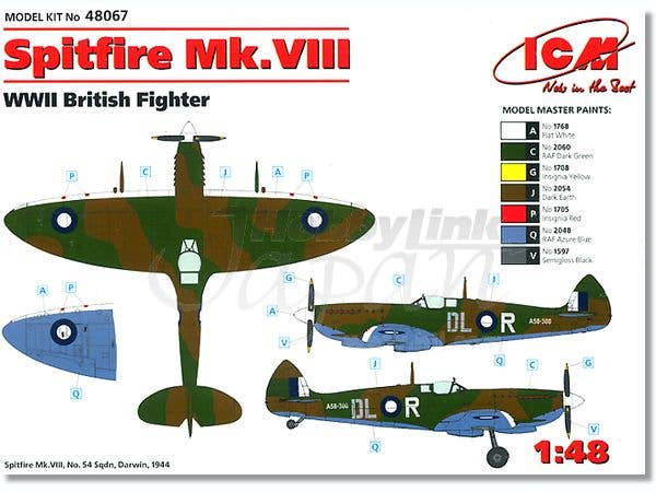 ICM 1/48 Spitfire Mk.VIII, WWII British Fighter | 4823044402458