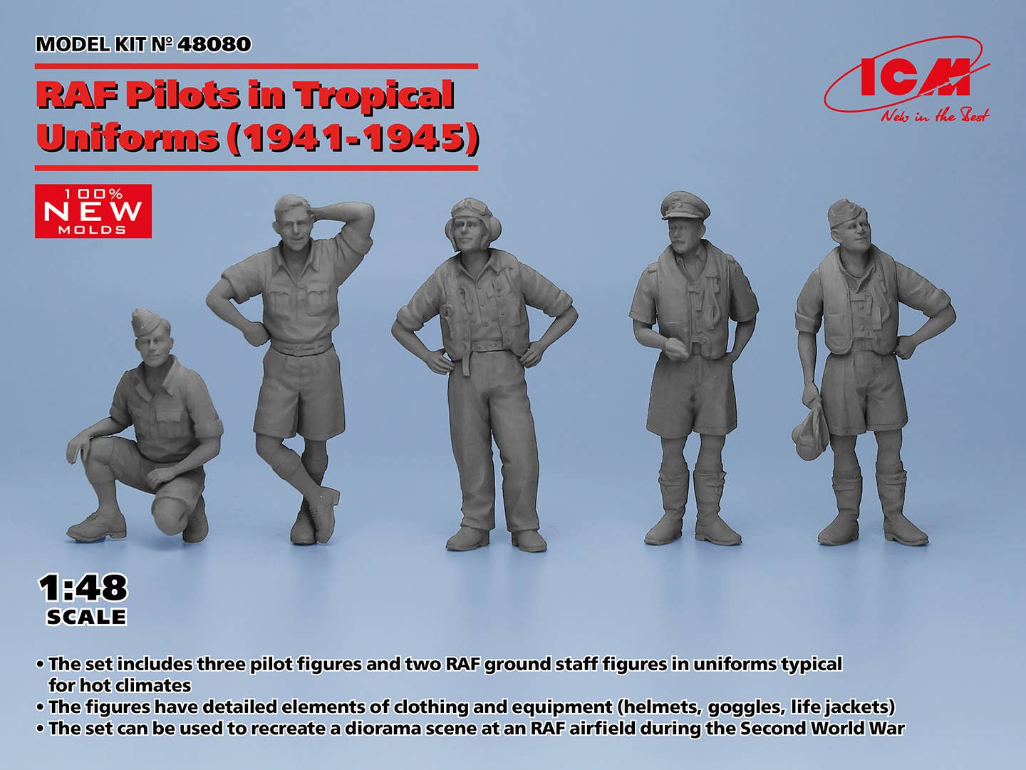 ICM 1/48 RAF Pilots in Tropical Uniforms (1941-1945) (100% new molds), Figure | 4823044409754