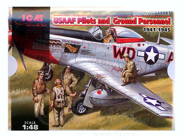 ICM 1/48 USAAF Pilots and Ground Personnel (1941-1945)  (5 figures - 3 pilots, 2 mechanics) | 4823044400423