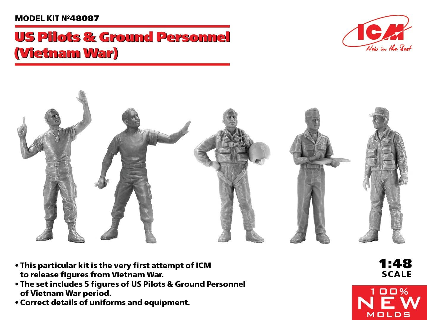 ICM 1/48 US Pilots & Ground Personnel (Vietnam War) (5 figures) (100% new molds) | 4823044408016