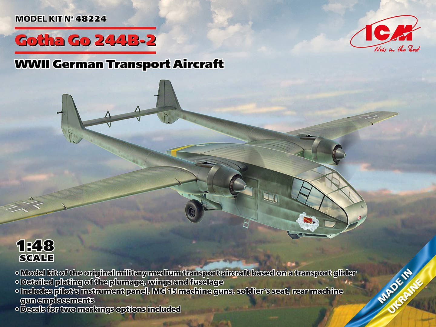 ICM 1/48 Gotha Go 244B-2, WWII German Transport Aircraft | 4823044409471