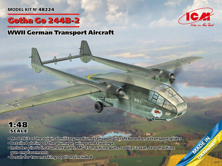 ICM 1/48 Gotha Go 244B-2, WWII German Transport Aircraft | 4823044409471