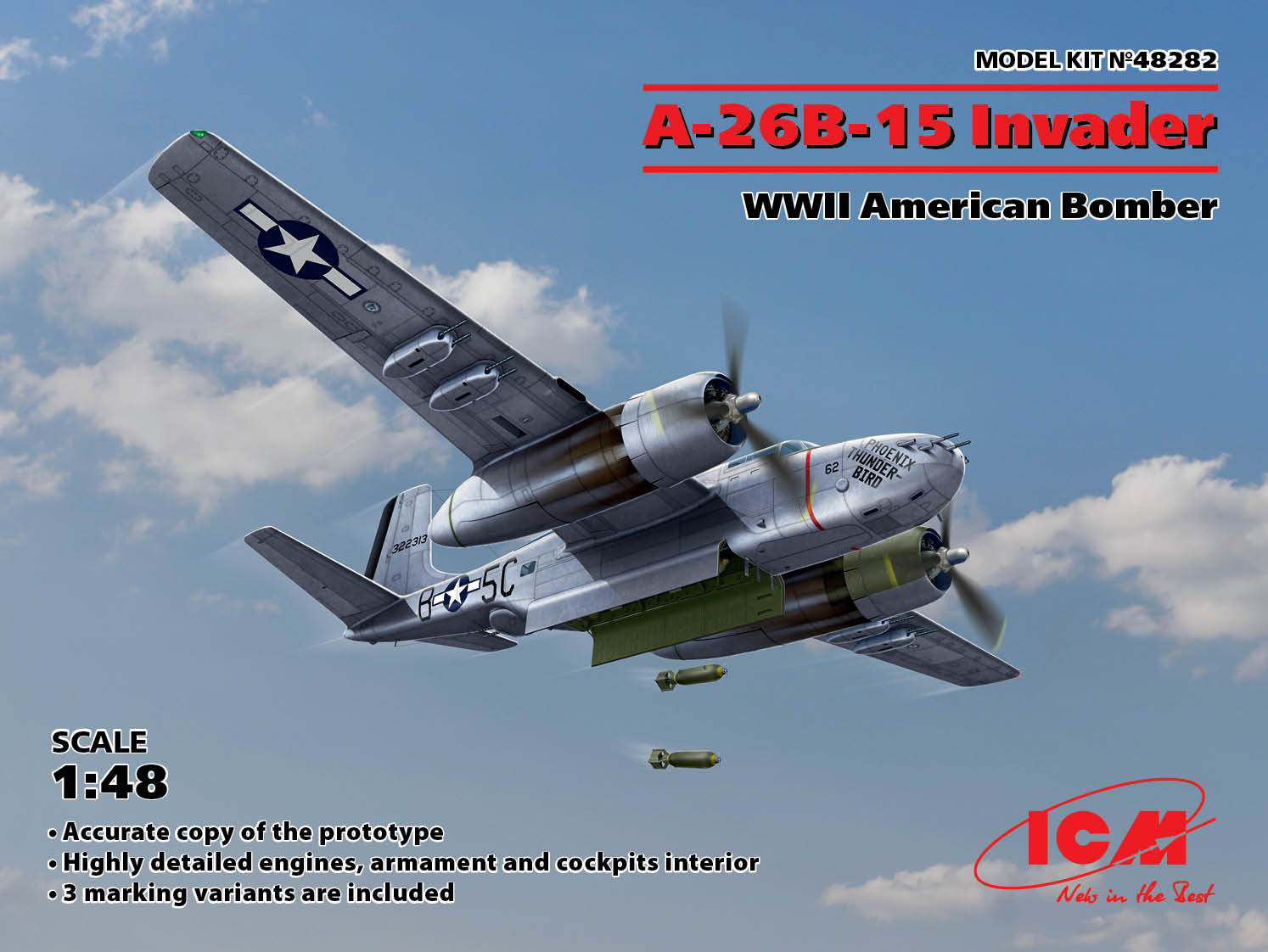 ICM 1/48 A-26B-15 Invader, WWII American Bomber | 4823044405787