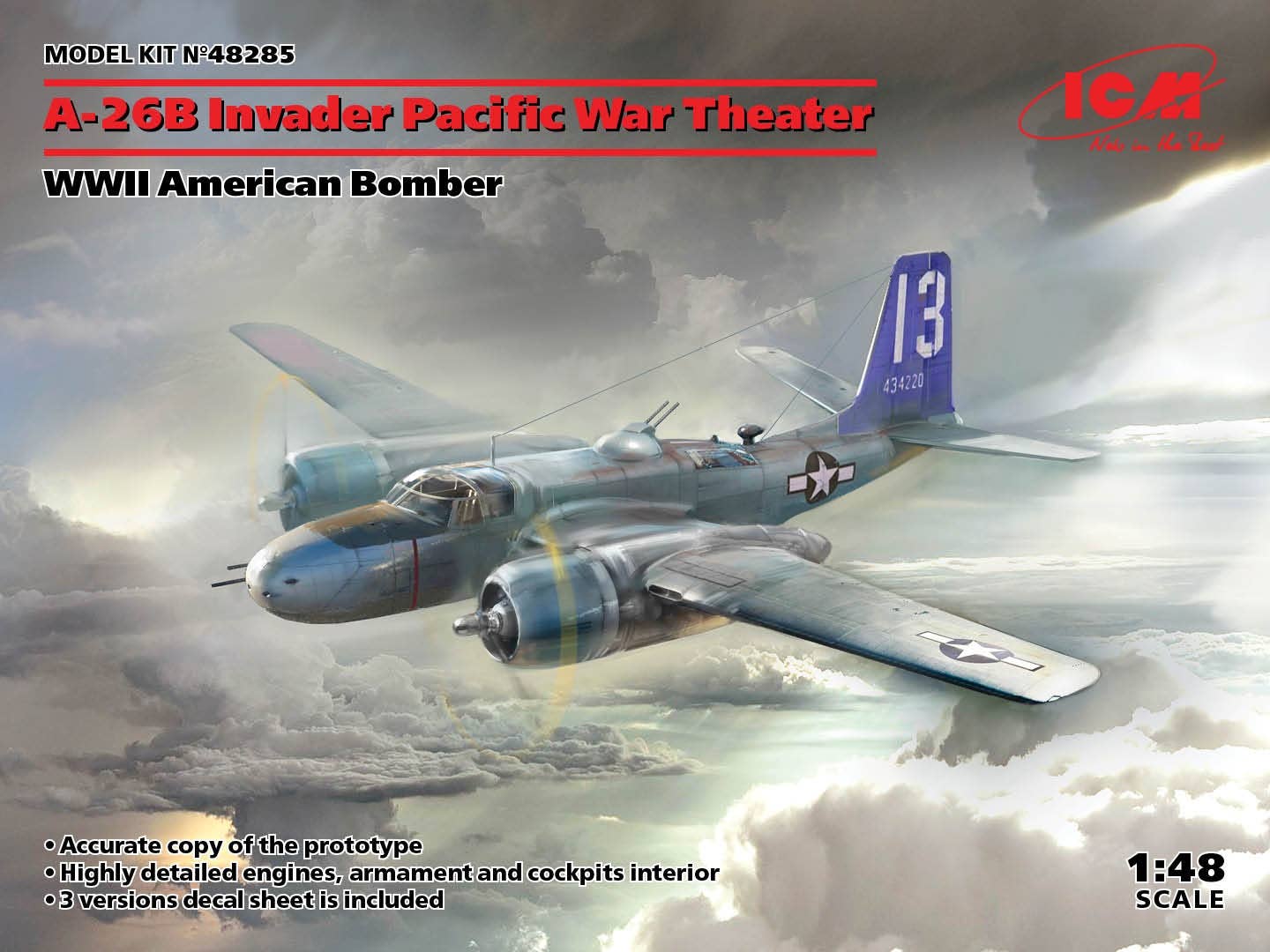ICM 1/48 A-26B Invader Pacific War Theater, WWII American Bomber | 4823044406319