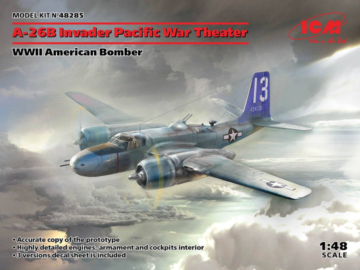 ICM 1/48 A-26B Invader Pacific War Theater, WWII American Bomber | 4823044406319