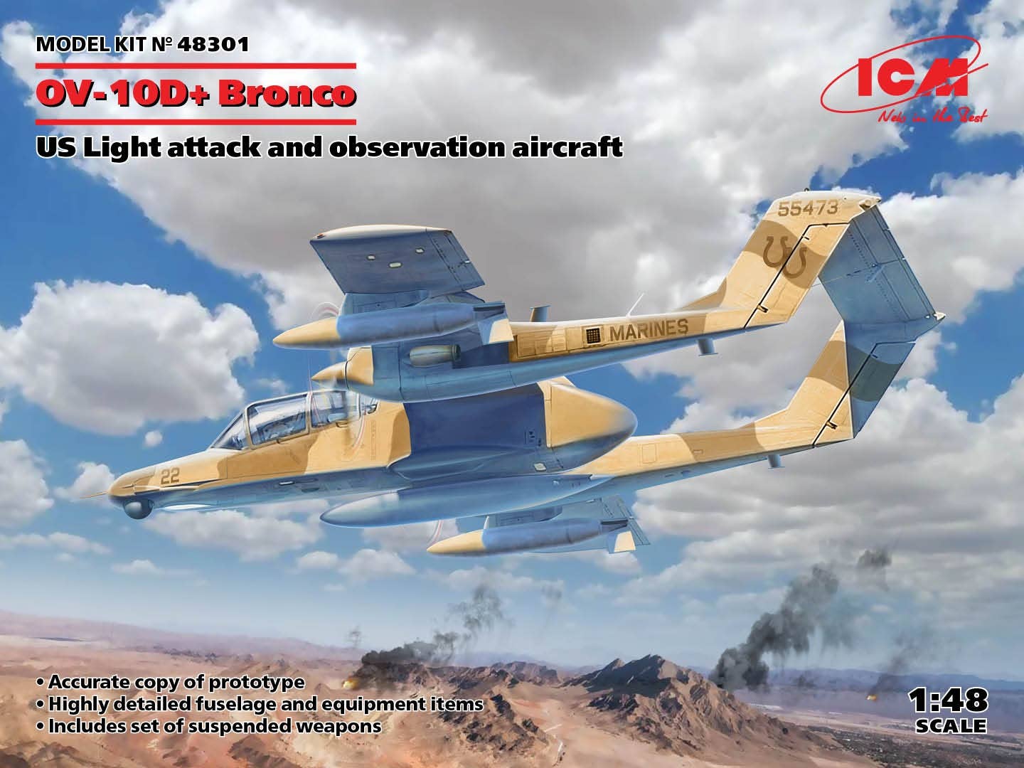ICM 1/48 OV-10D+ Bronco, US Attack Aircraft | 4823044407729