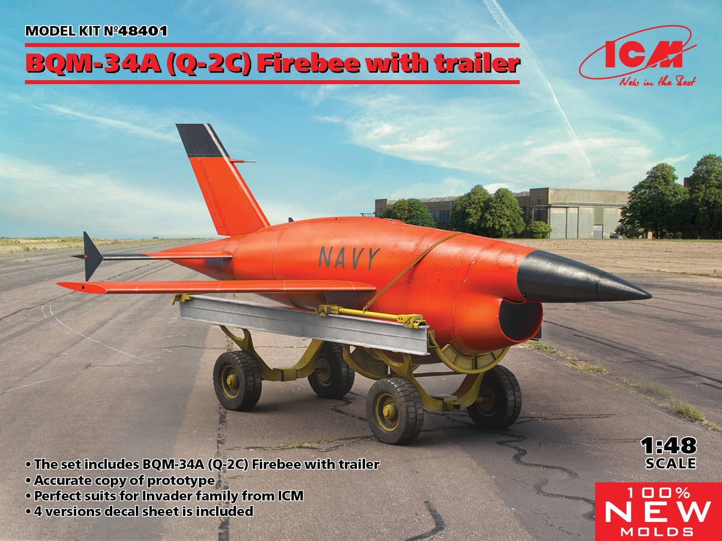 ICM 1/48 BQM-34A (Q-2C) Firebee with trailer (1 airplane and trailer) | 4823044407651