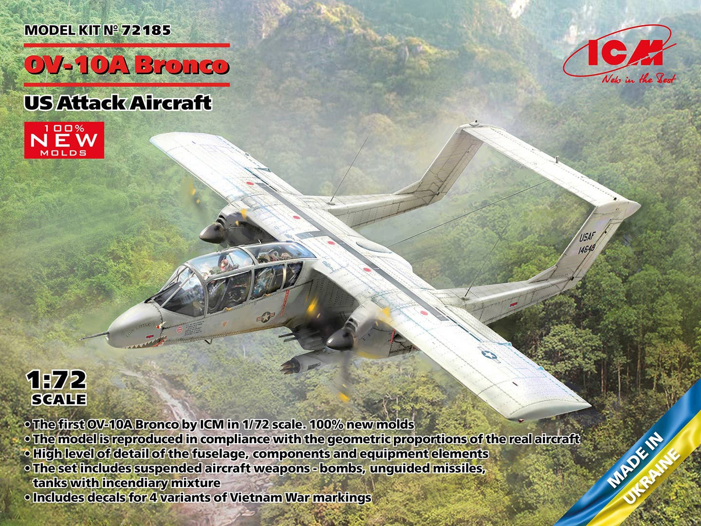 ICM 1/72 OV-10А Bronco, US Attack Aircraft (100% new molds), Aircraft | 4823044409341