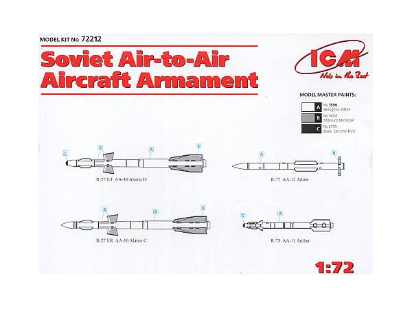 ICM 1/72  Soviet Air-to-Air Aircraft Armament (R-27ER, R-27ET,  R-73, R-77 missiles) | 4823044400928