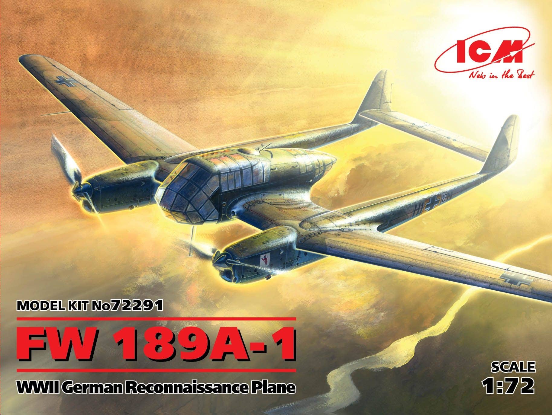ICM 1/72 FW 189A-1, WWII German Reconnaissance Plane | 4823044404261