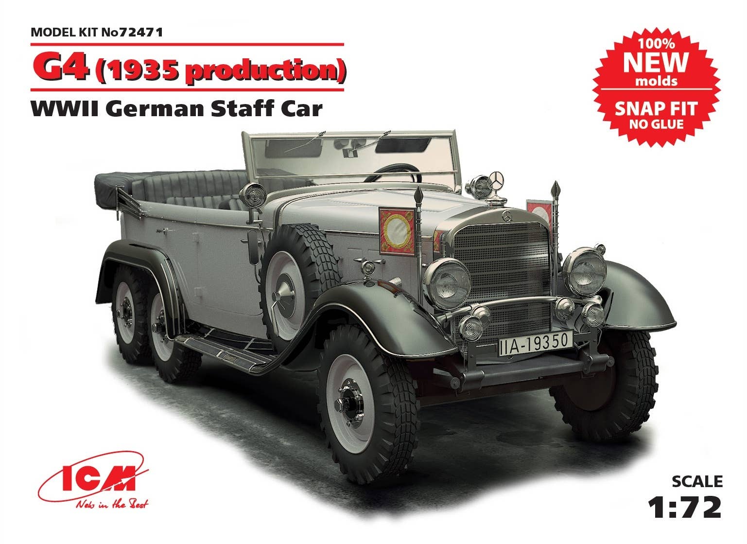 ICM 1/72 G4 (1935 production), WWII German Staff Car,  snap fit/no glue | 4823044403547
